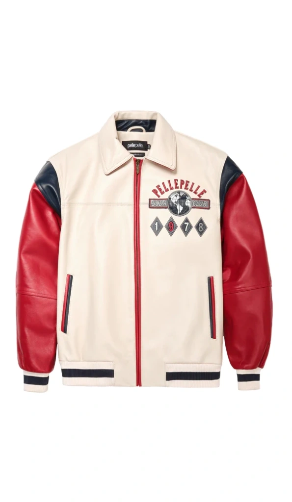 Pelle Pelle World Famous White Varsity Jacket | Soda Club