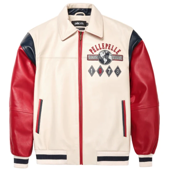 Pelle Pelle World Famous White Varsity Jacket | Soda Club