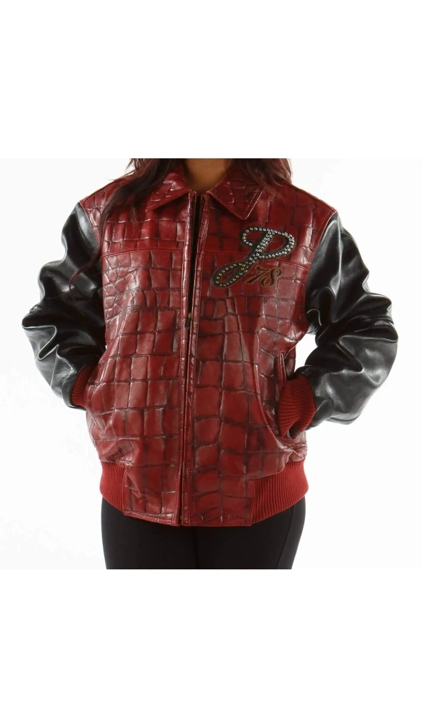 Pelle Pelle Red Exotic Croc Leather Jacket | Women Jacket