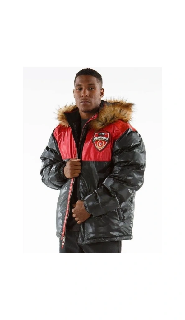 Pelle Pelle Men Red Fur Hood Puffer Jacket | MB Jacket