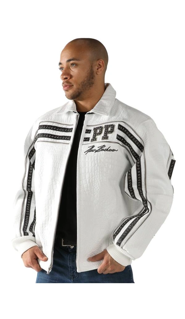 Pelle Pelle Men White Croc Leather Jacket | World Renown