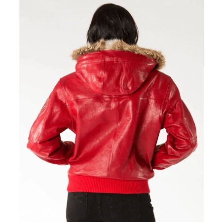 Pelle Pelle Red Women Fur Hood Leather Jacket view 2