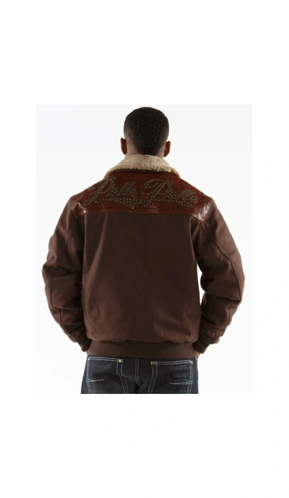 Pelle Pelle Dark Brown Wool Fur Collar Jacket