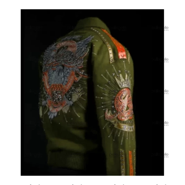 Pelle Pelle Dark Green Studs Wool Jacket | 35th Anniversary