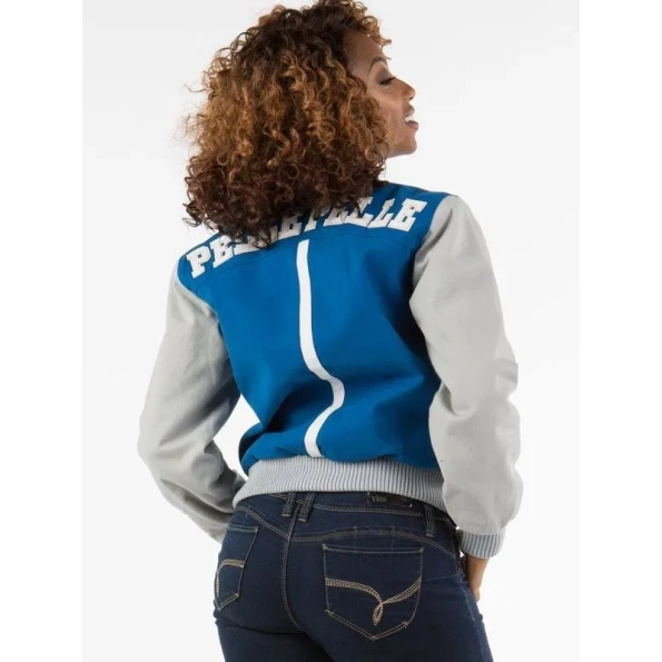 Pelle Pelle Grey And Blue Varsity Wool Jacket | Women Jacket view 2