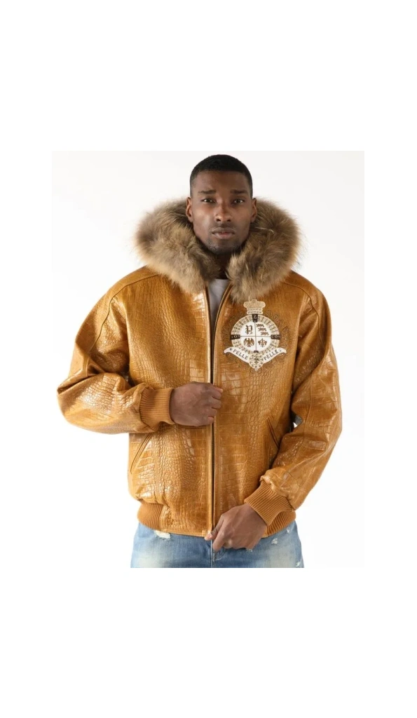 Pelle Pelle Brown MB Fur Hood Leather Jacket | Men Jacket