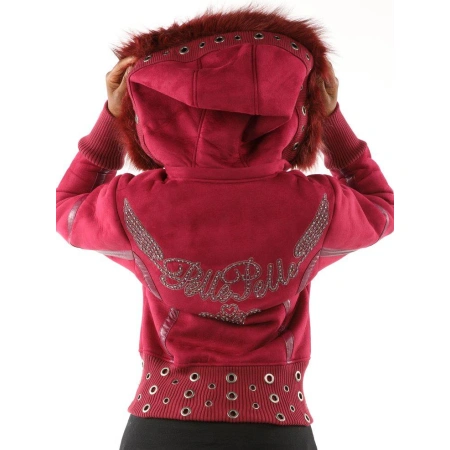 Pelle Pelle Red Winged Fur Hood Wool Jacket | Women Jacket view 2