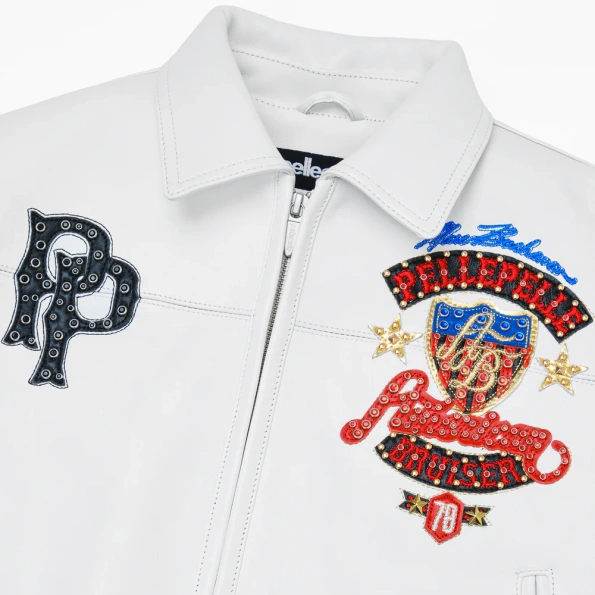 Pelle Pelle White American Bruiser Plush Womens Crop Jacket