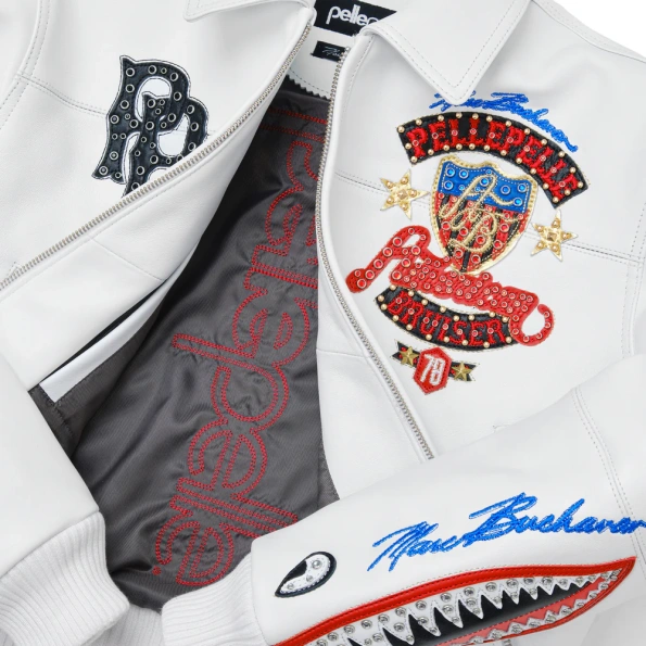 Pelle Pelle White American Bruiser Plush Womens Crop Jacket