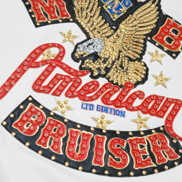Pelle Pelle White American Bruiser Plush Womens Crop Jacket