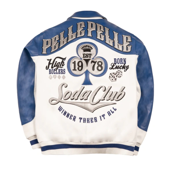 Pelle Pelle Winner Takes All Soda Club White and Blue Jacket