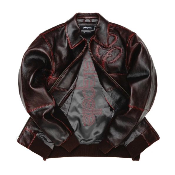 Two Tone Pelle Pelle Jacket Black & Red