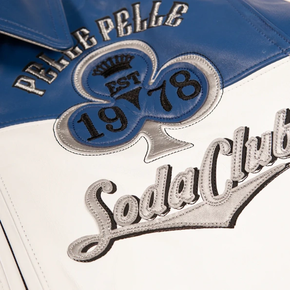 Pelle Pelle Winner Takes All Soda Club White and Blue Jacket