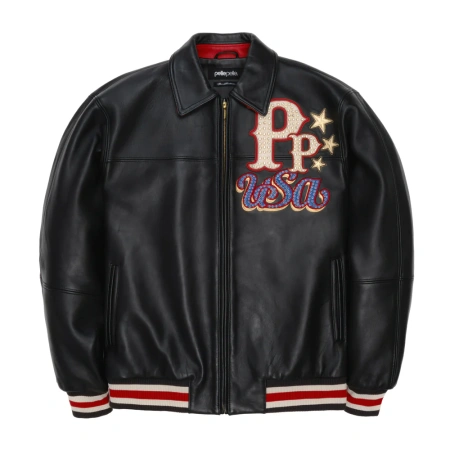 Pelle Pelle Stars and Stripes Black Leather Jacket