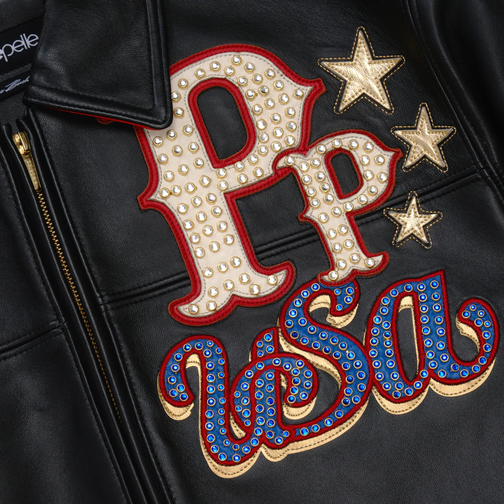Pelle Pelle Stars and Stripes Black Leather Jacket view 6