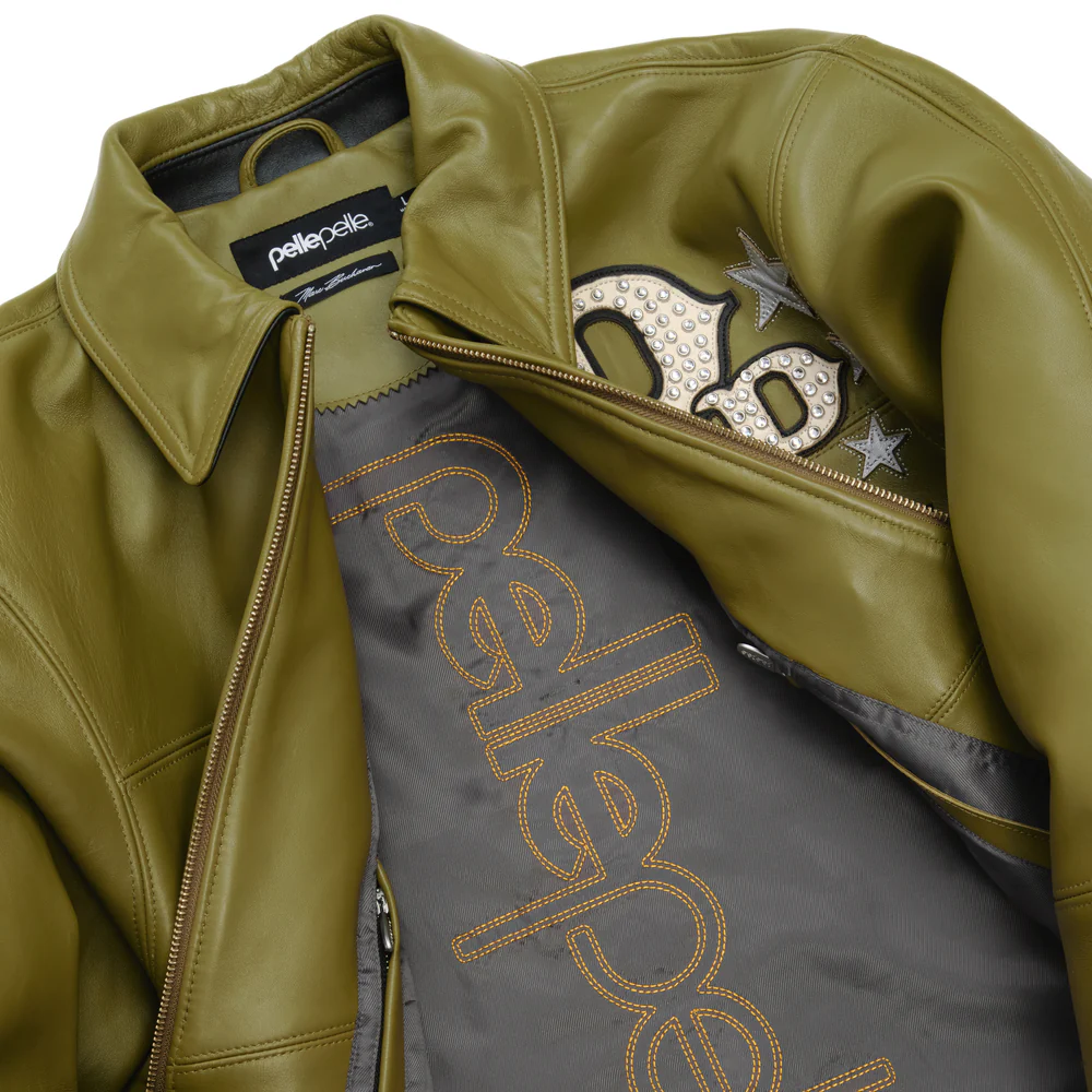 Pelle Pelle Stars and Stripes Olive Leather Jacket view 4