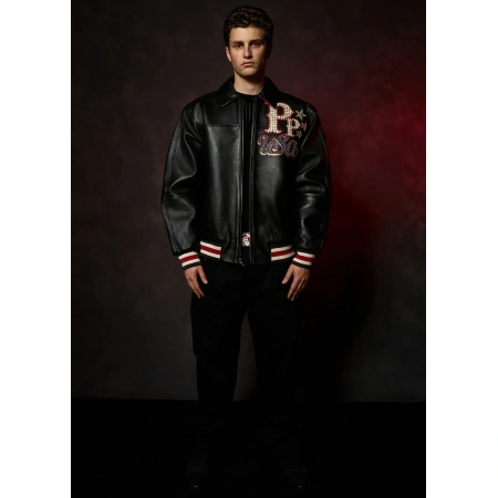 Pelle Pelle Stars and Stripes Black Leather Jacket view 7