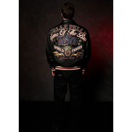 Pelle Pelle Stars and Stripes Black Leather Jacket view 10